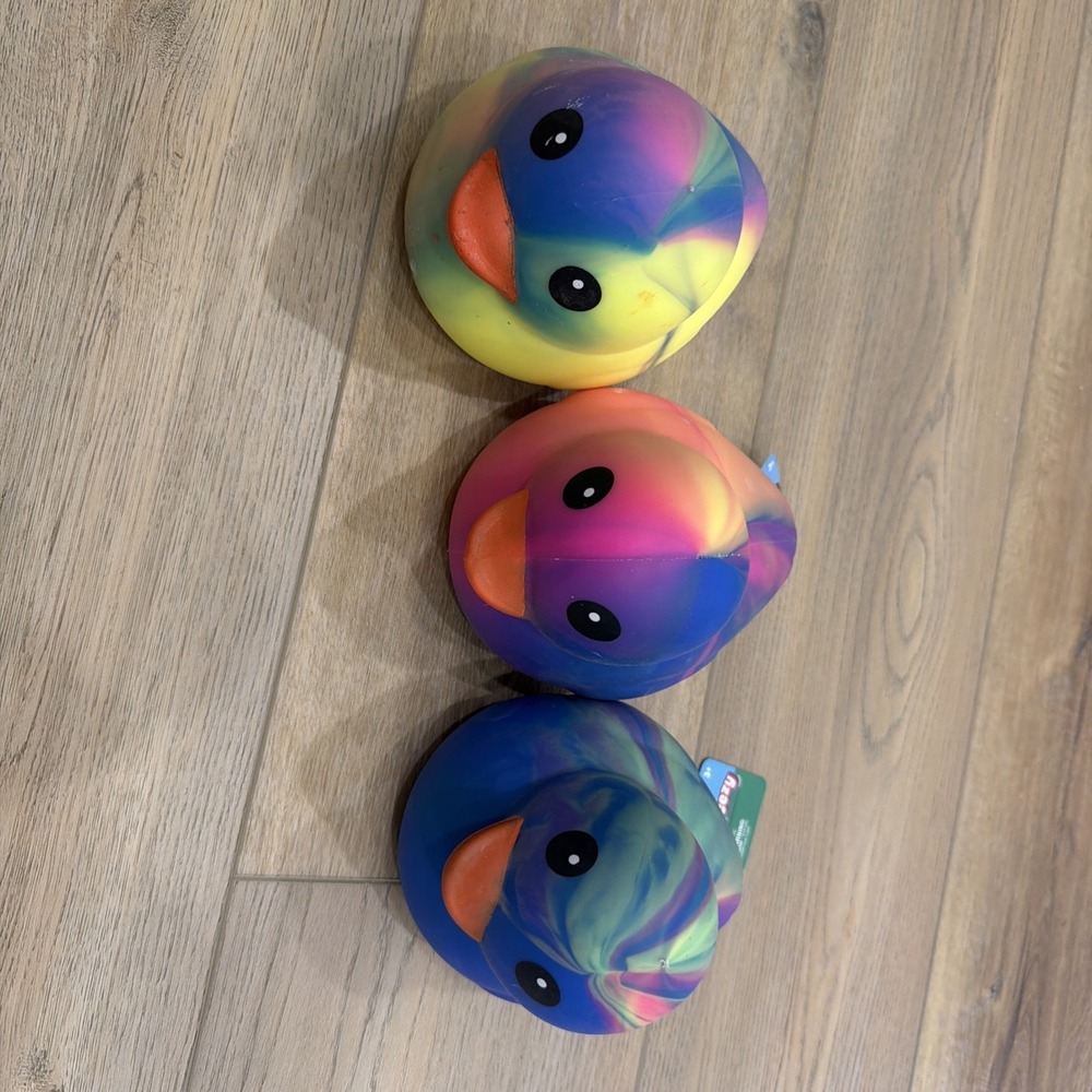 Sunny Days Jumbo Squeezy Duck – Tie-Dye Squishy Stress Relief Toy New (LOT OF 3)